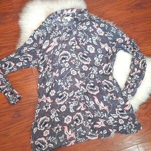 J.Jill Longsleeve Dark Floral Business Casual Blouse